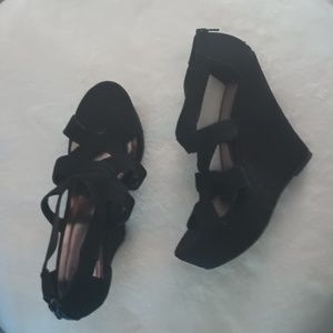 Madden girl faux suede ultra high wedge platform sandals